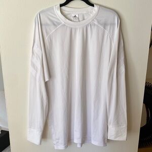 Adidas Workout Activewear White Arm Stripe Long Sleeve Gym Shirt Size XL